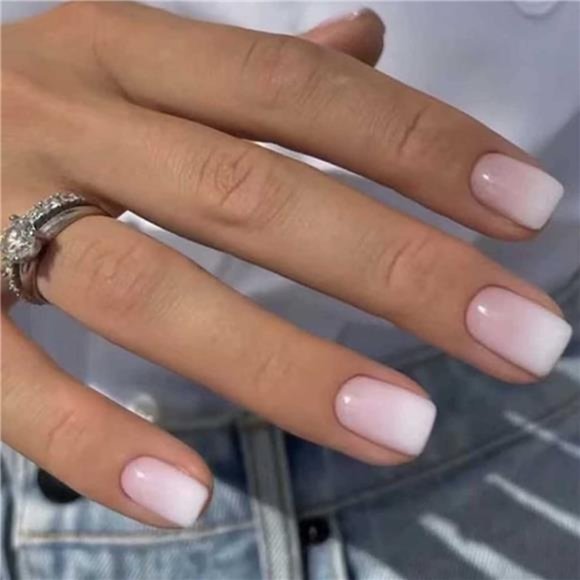Kamize Square Press on Nails Fake Nails French Acrylic Full Cover False Nails